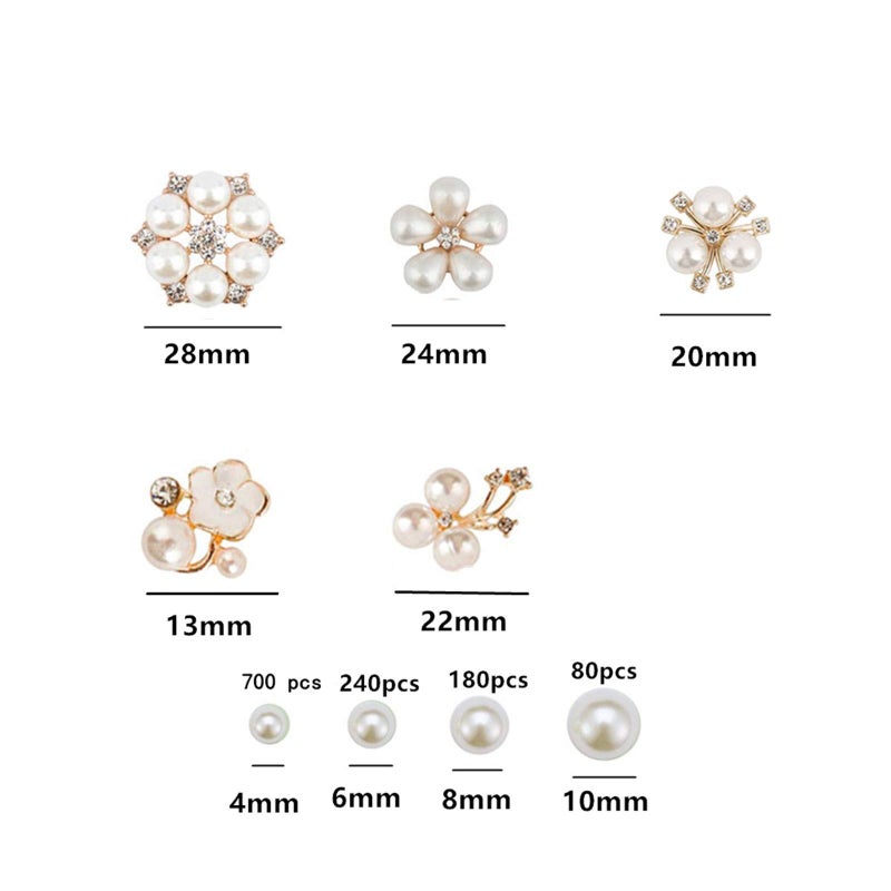 Goensjt 1200 قطعة 4 أحجام من حبات اللؤلؤ ABS عاجي بدون ثقوب لآلئ لامعة أنيقة للحرف اليدوية مزهرية ذاتية الصنع حشوة الزفاف وحفلات أعياد الميلاد ديكور المنزل (4 مم 6 مم 8 مم 10 مم) - Image 2